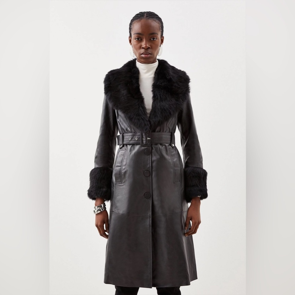 Karen Millen Leather Coat NWOT
